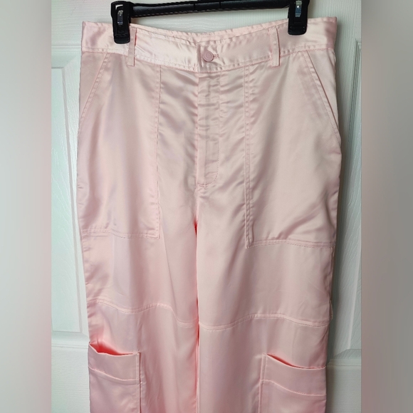Bubish Luxe Lara Pink Cargo Pant US Size 8 Satin NWT - Picture 7 of 14